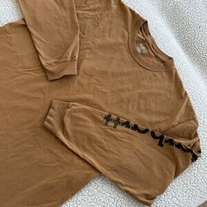 Carhartt Long Sleeve Brown T-Shirt Size L CARHART on Sleeve 100%Cotton